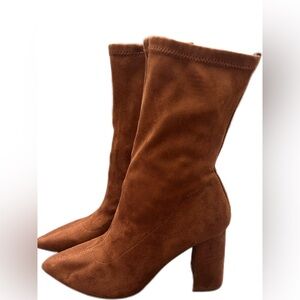 Express Brown Suede Sock Booties Size 10